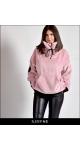 Polarowa bluza damska z szerokim golfem z haftowanymi naszywkami i czarną siateczką | SJOFNE | Polska projektantka mody